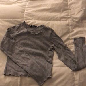 Brandy Melville Grey Long Sleeve Cropped Top